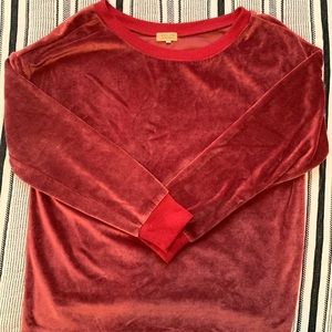 Piko 1988 Deep Red Velvet Wide Crewneck Sweatshirt